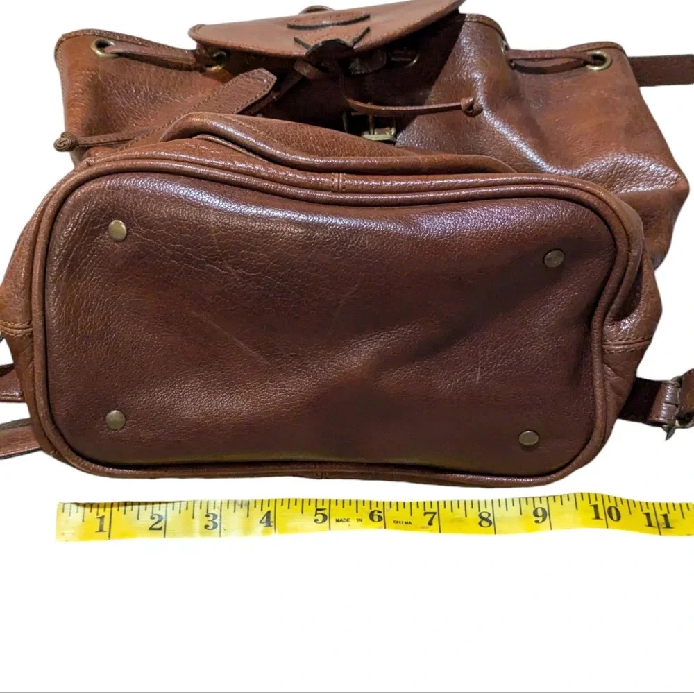 Overland Outfitters Brown Leather Backpack Zip Top Adjustable Straps Pockets
